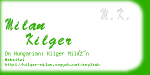 milan kilger business card